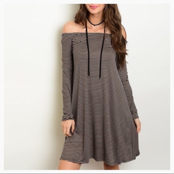 Cold Shoulder Swing Dress - Picture 1 of 2